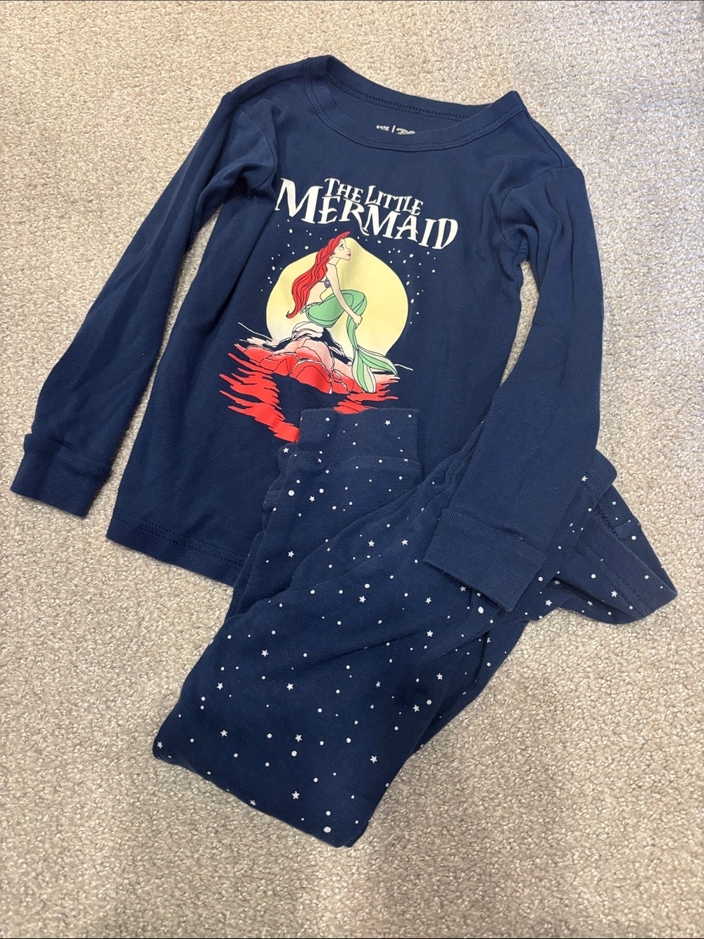 Gap The Little Mermaid Navy Girls' Pajama Set with Ariel Graphic